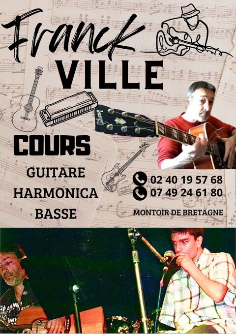 COURS PARTICULIERS DE GUITARE; HARMONICA ET BASSE DEBUTANT 0 44550 Montoir-de-bretagne