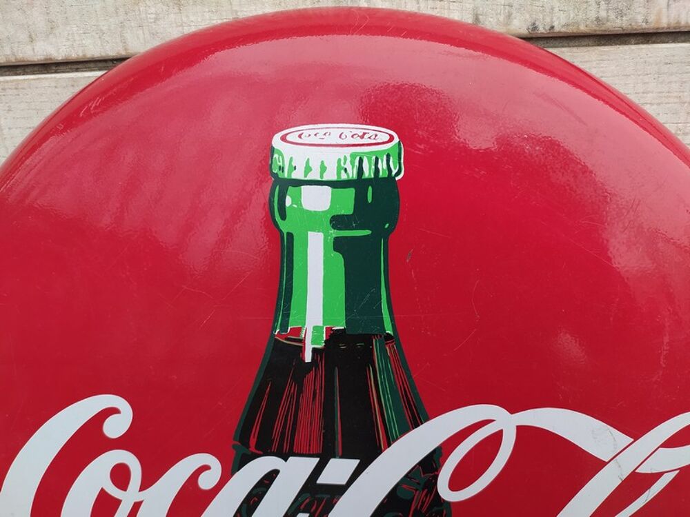 Plaque Coca Cola T&ocirc;le Ronde Vintage 1990-2000 