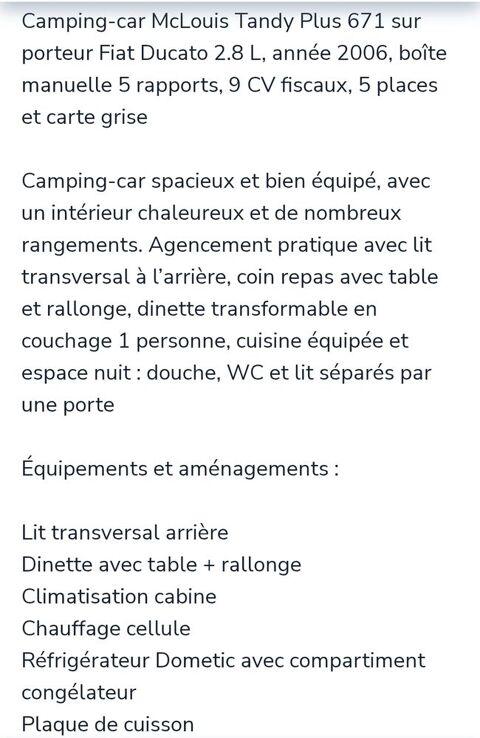 FIAT Camping car 2006 occasion Brizambourg 17770