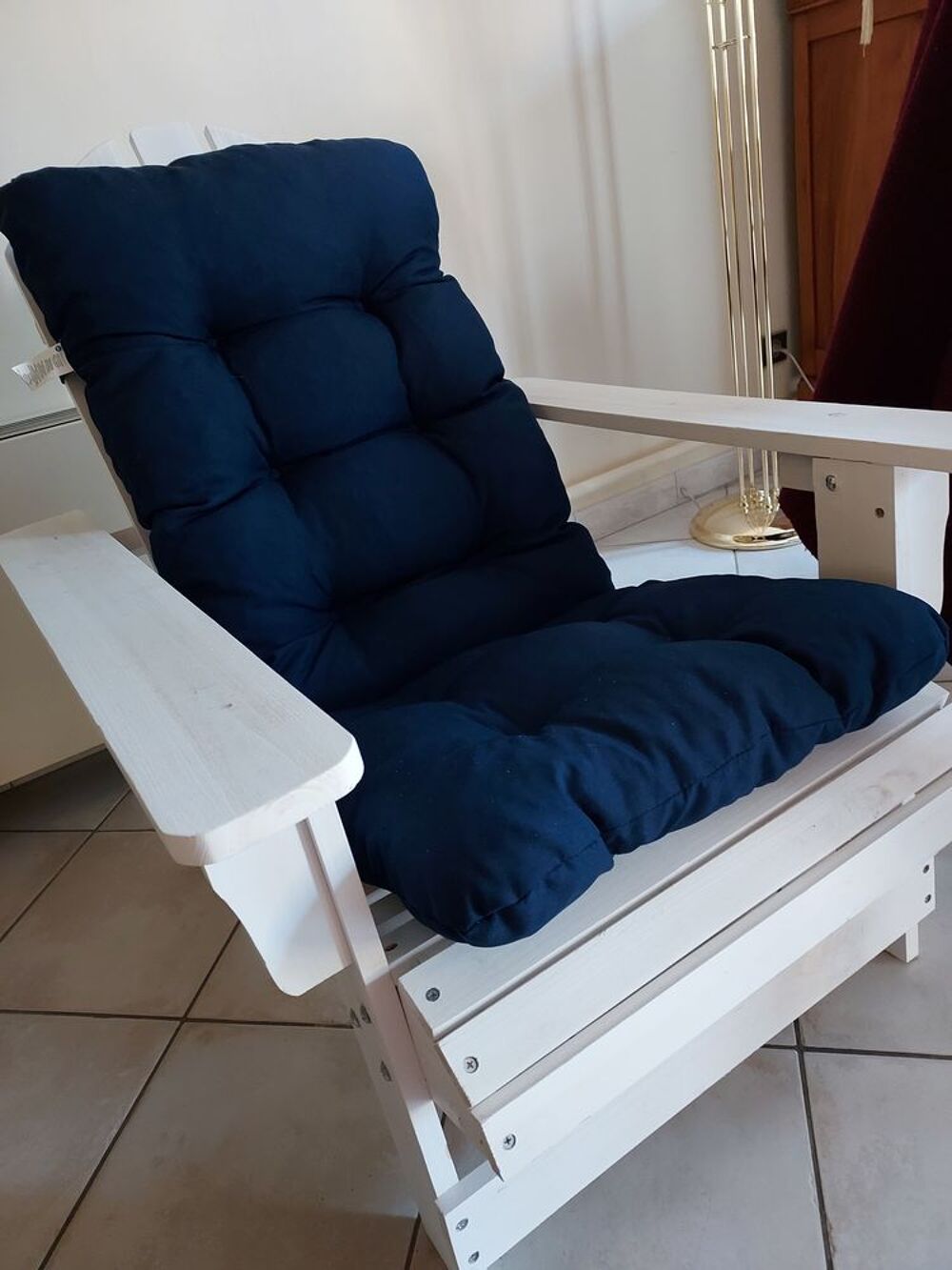 Fauteuil arondak en bois, c&eacute;rus&eacute; blanc Jardin