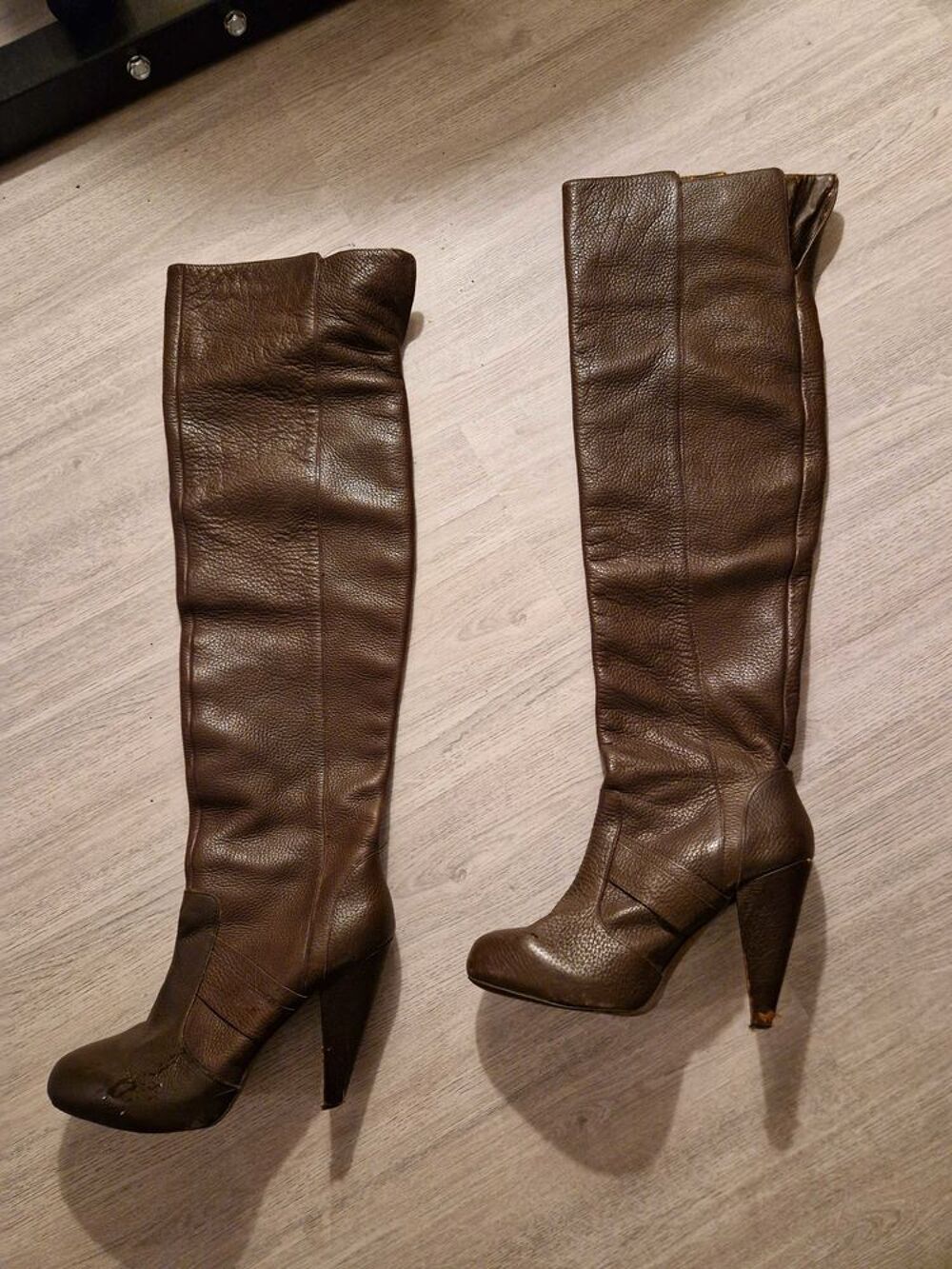 cuissarde zara brune similicuir bon &eacute;tat Chaussures
