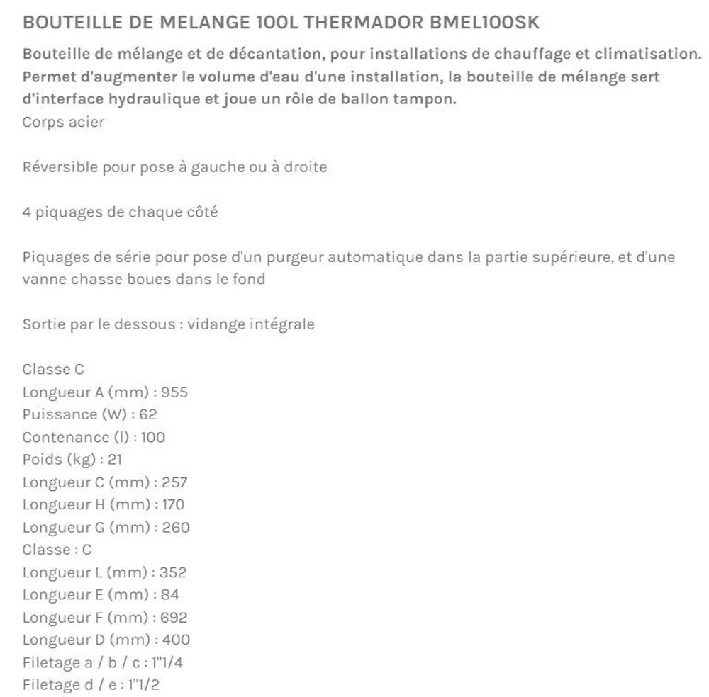 BOUTEILLE DE MELANGE THERMADOR 100L Bricolage