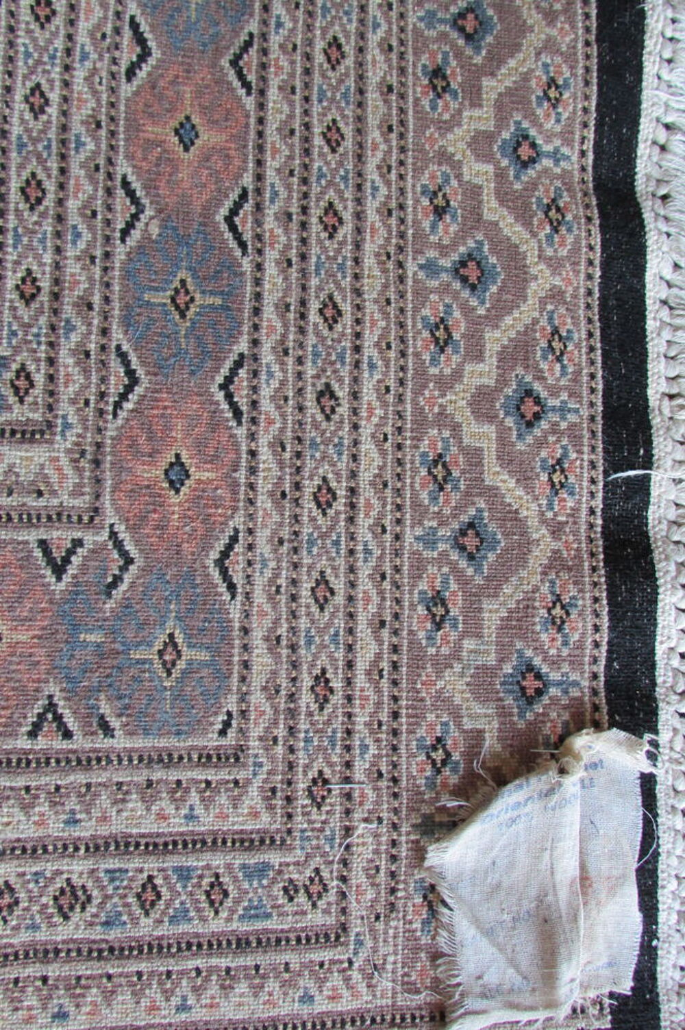 Petit tapis oriental, 153 x 98 cm , frang&eacute; Décoration