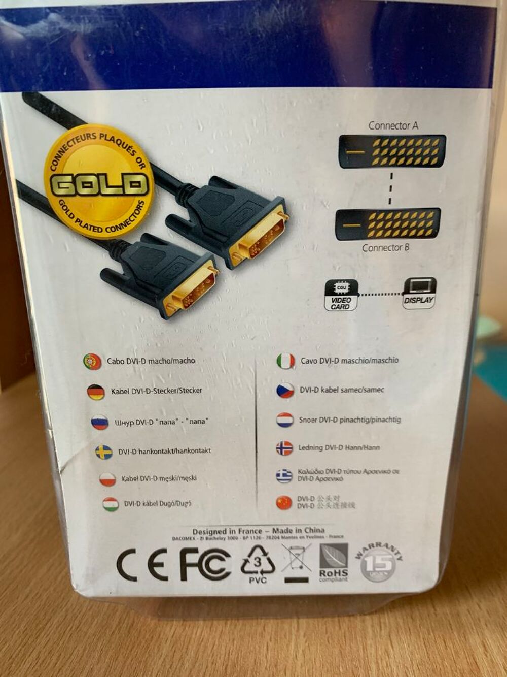 C&acirc;ble DVI-D M&acirc;le M&acirc;le Matériel informatique