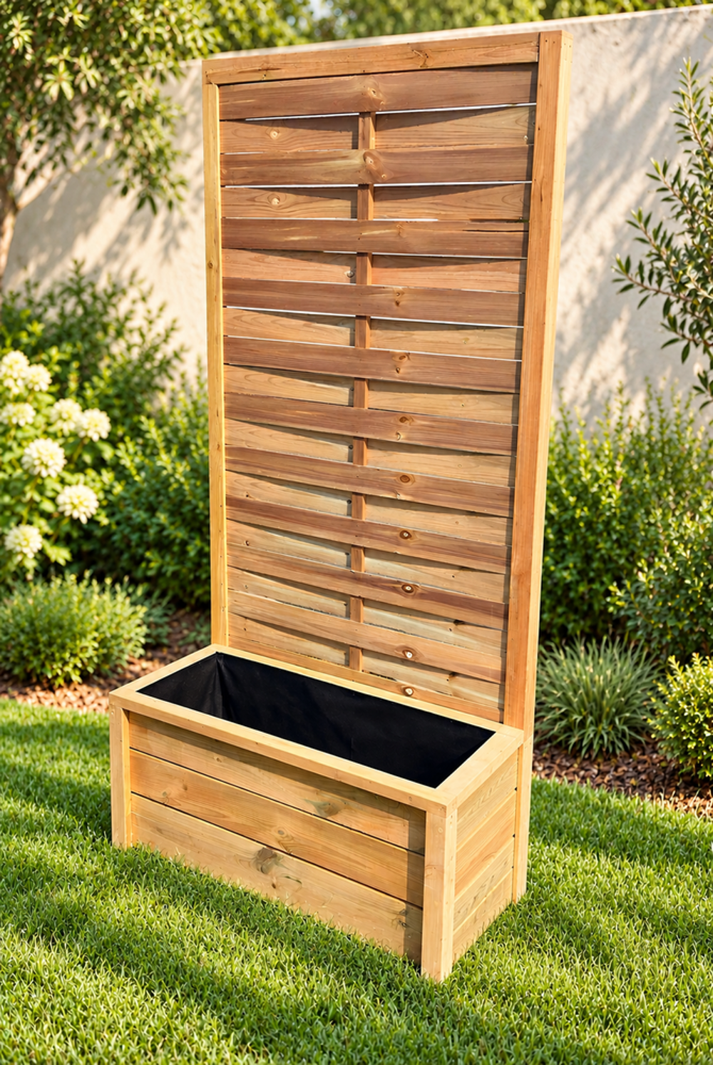 Jardini&egrave;re en bois avec palissade 90 cm ? panneau 180 cm Jardin