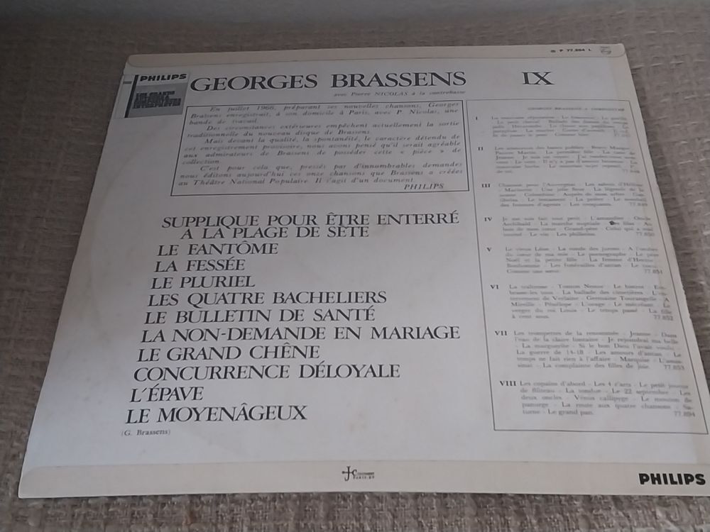 Georges Brassens Album IX Disque Vinyle 33T CD et vinyles