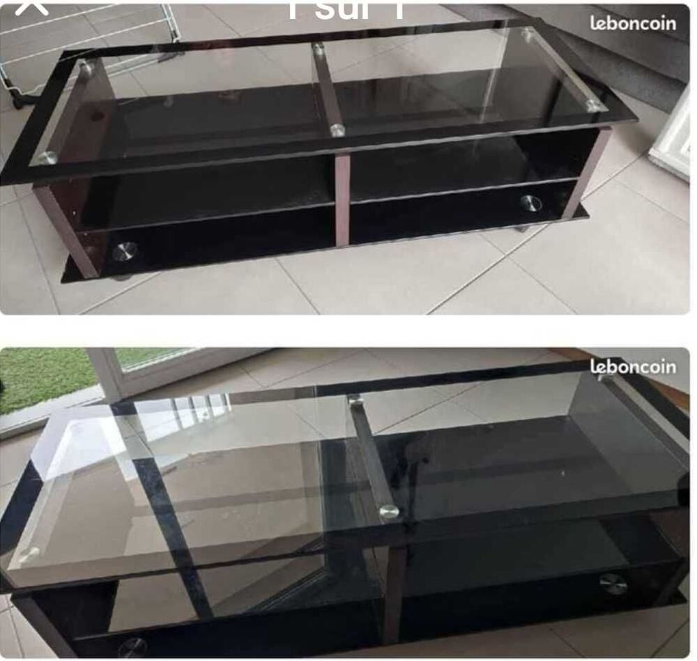 TABLE BASSE &agrave;€ ROULETTE EN VERRE Meubles