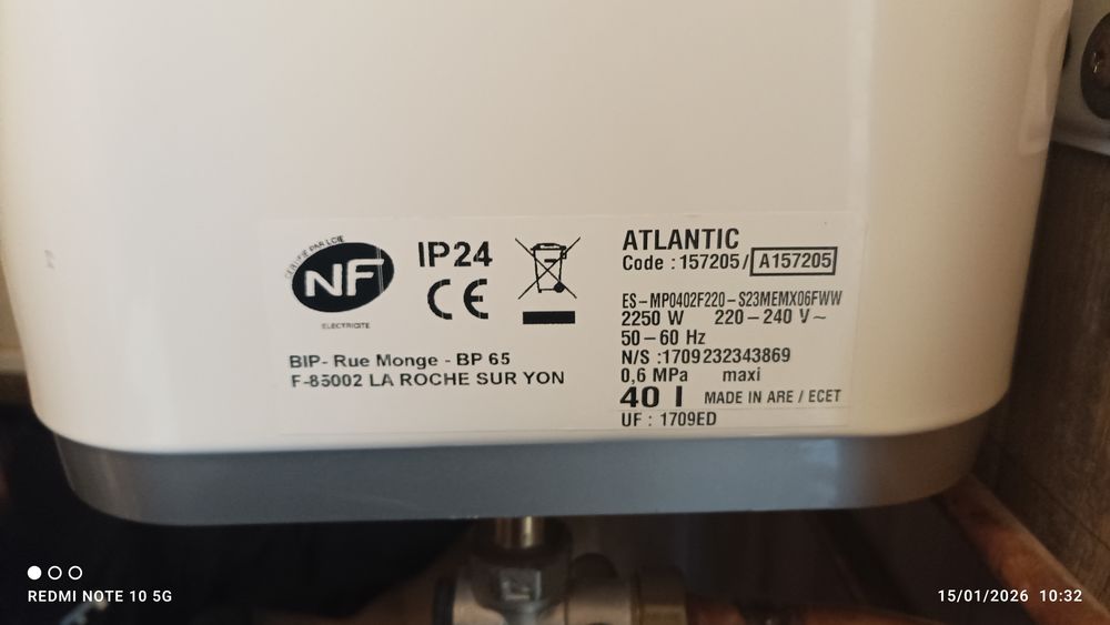 Chauffe Eau Thermor Malicio 40L Electroménager