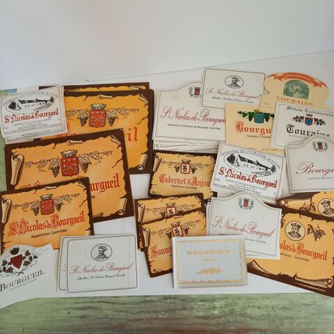 Plus de 120 tiquettes de vin Bourgueil, Saint Nicolas, Vouv 4 Saumur (49)
