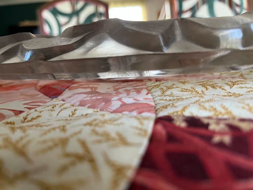 Plateau en Verre Transparent &agrave; Bordure Ondul&eacute;e Décoration