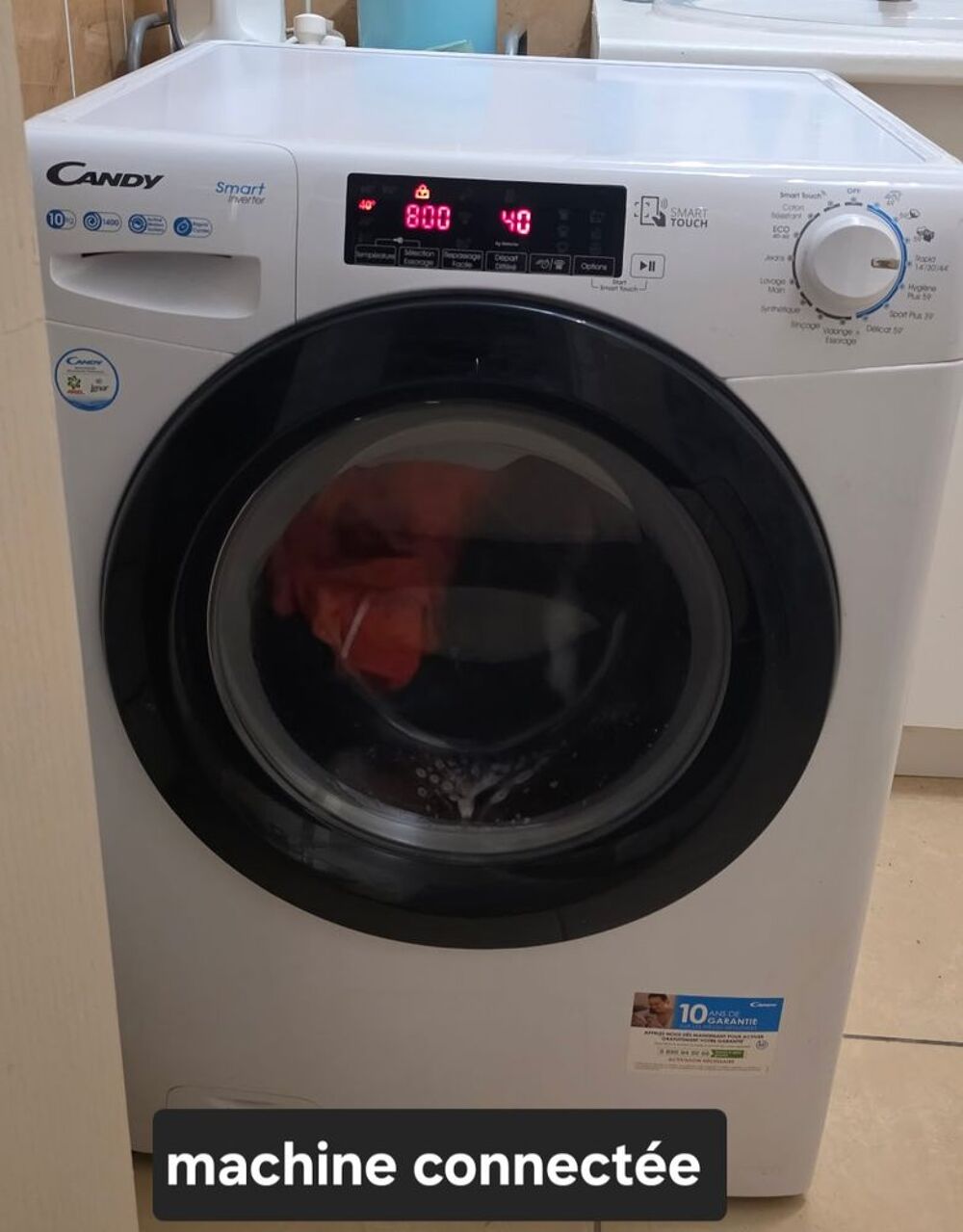 Machine 10kgs Candy connect&eacute;e et garantie en tbe Electroménager
