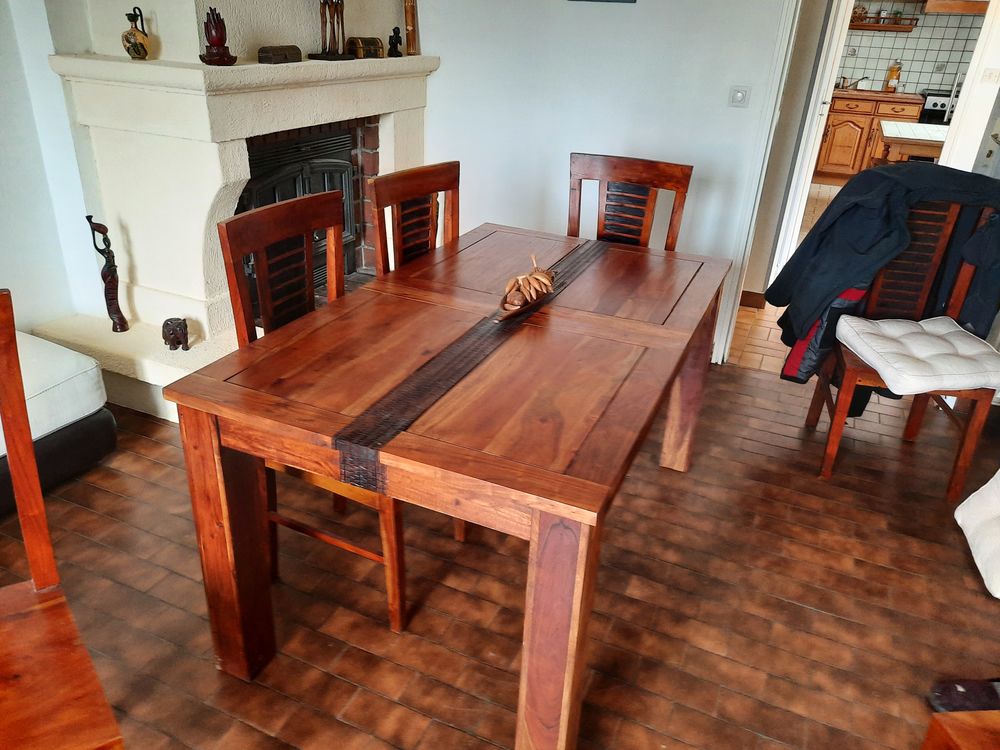 SAM RARE NOYER MASSIF TABLE RECTANGULAIRE 1 ALLONGE 6 CHAISE Meubles
