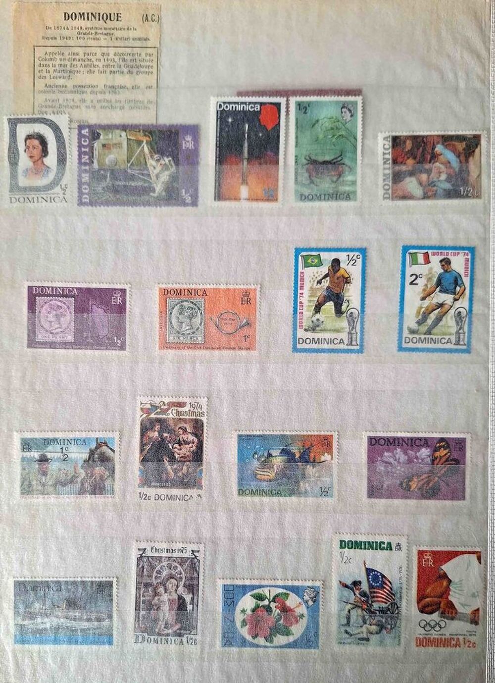S&eacute;rie de timbres de collection de la Dominique 