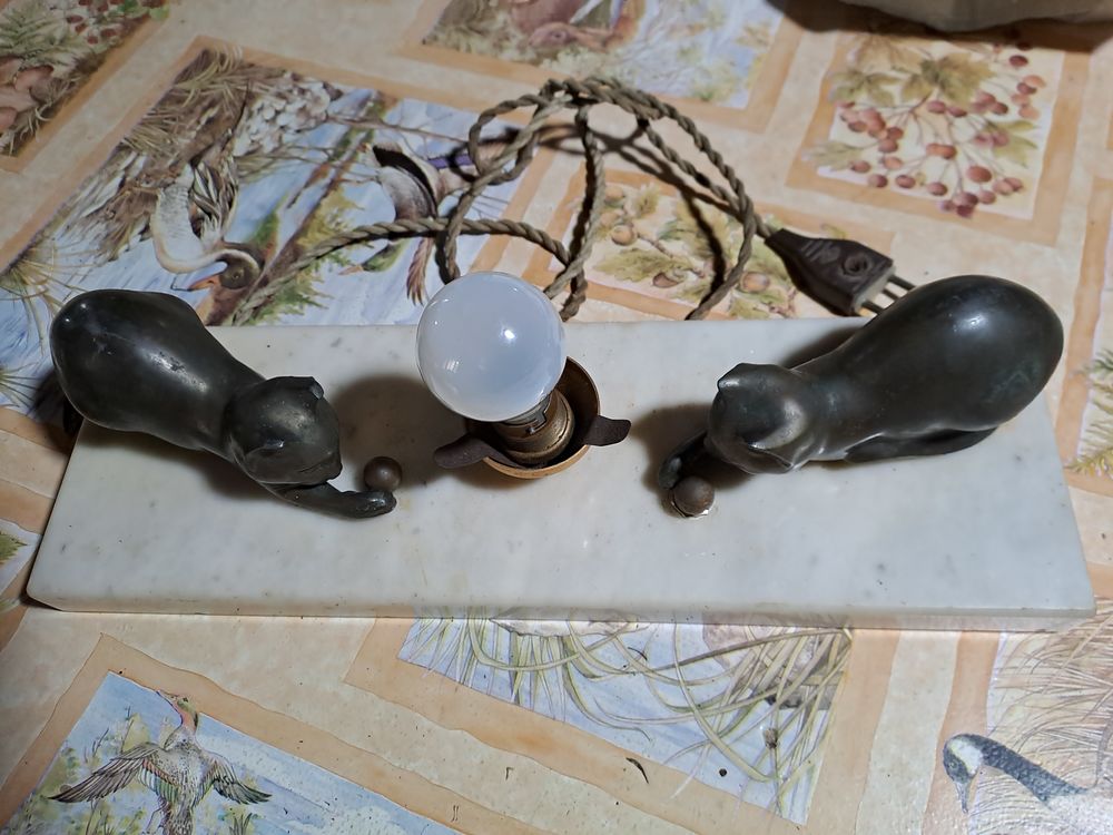 chat lampe ancienne 