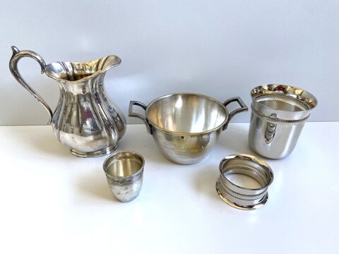 Lot Argenterie Ancienne Métal & Laiton Argenté Vintage 55 Hyeres Plage (83)