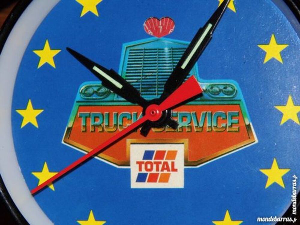Reveil m&eacute;canique TOTAL truck service horloge publicitaire camion vintage bidon huile Décoration