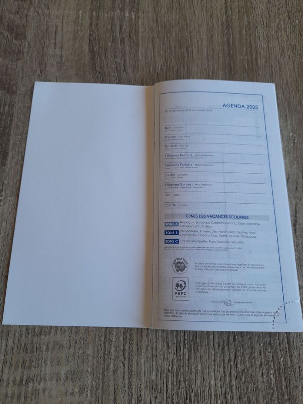 Recharge agenda de poche 2025 Maroquinerie