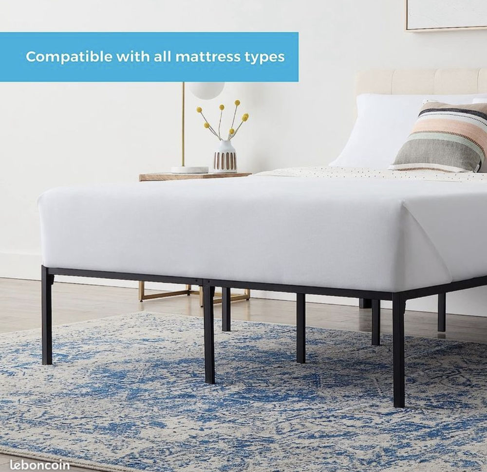 Cadre de lit Queen size en m&eacute;tal robuste et neuf Meubles