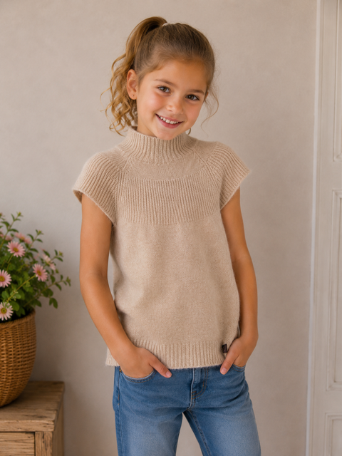 Pull hiver fille Jean Bourget cachemire angora 6 ans beige T Brienne-le-Château (10)