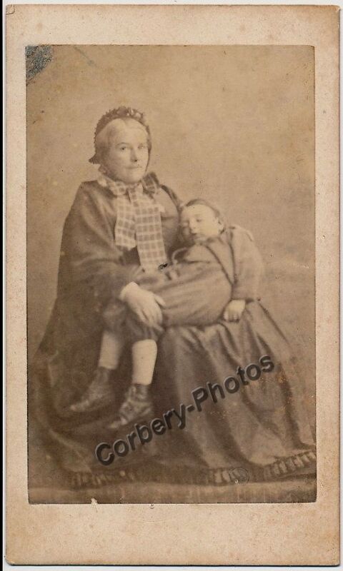 Cdv Photo Femme et Enfant Curiosité XIXe Desfray Limoges 0 Loches (37)