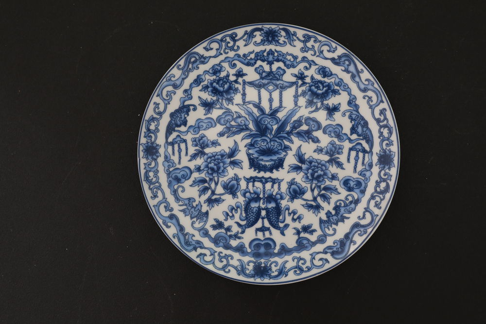 ASSIETTE CHINOISE POISSON SIGNE 