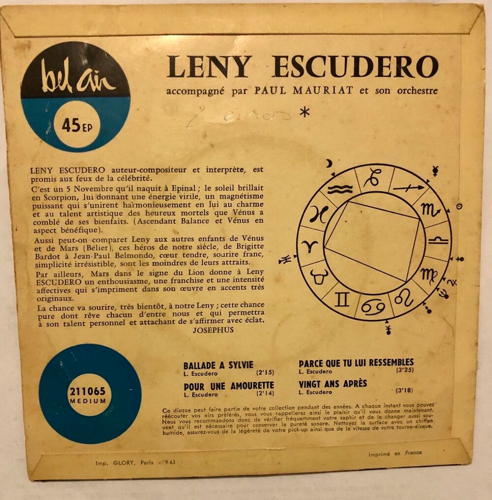 vinyle L&eacute;ny Escudero CD et vinyles