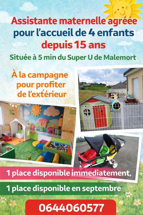 Assistante maternelle agr&eacute;&eacute;e 0 19360 Malemort-sur-corr�ze