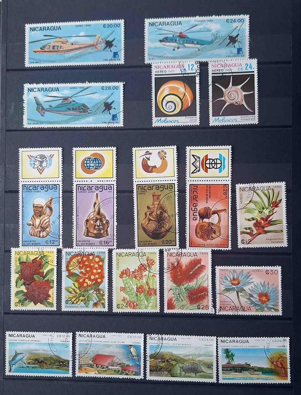S&eacute;rie de timbres de collection du Nicaraga (bis) 