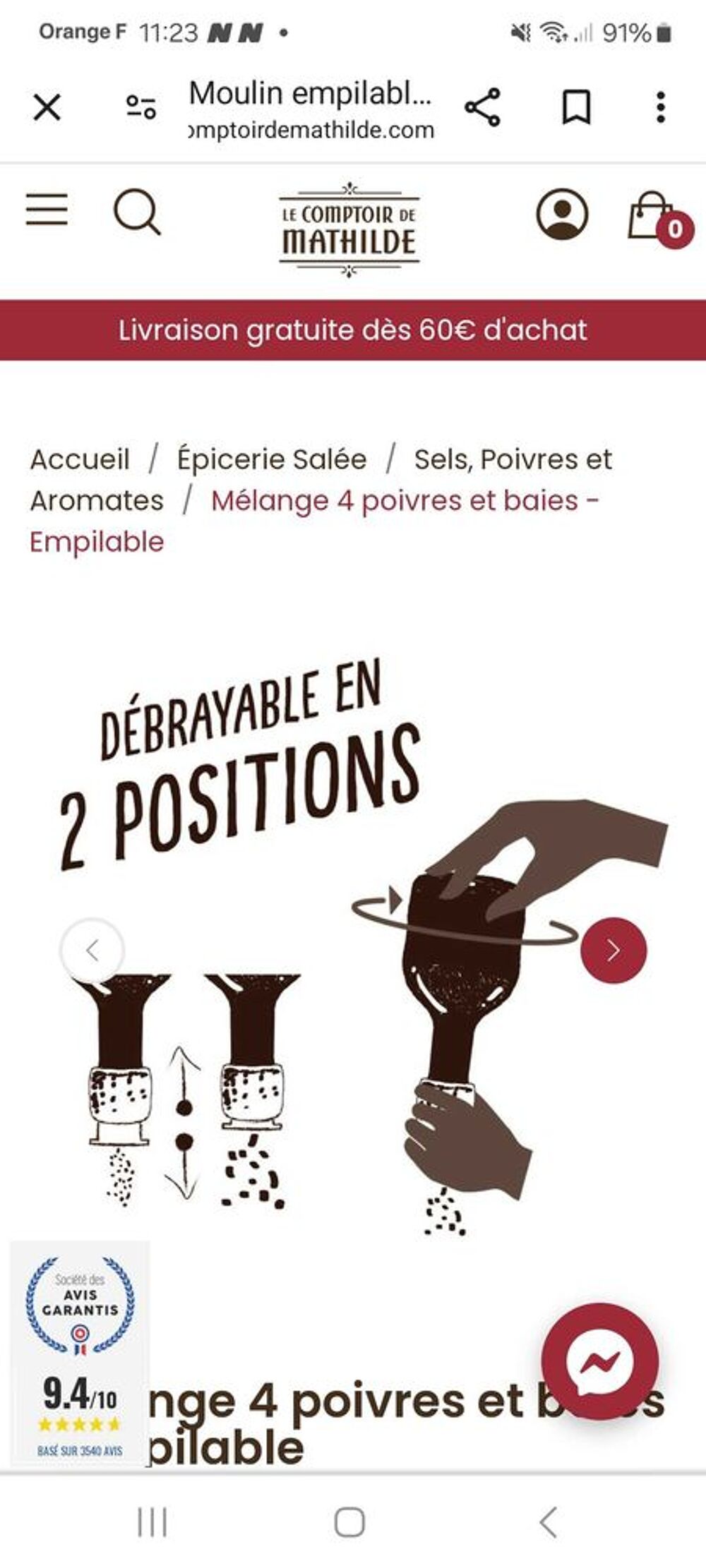 Moulin &agrave; poivre empilable. Electroménager