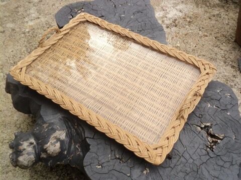 Grand Plateau de Service en Osier et Verre. 40 Loches (37)