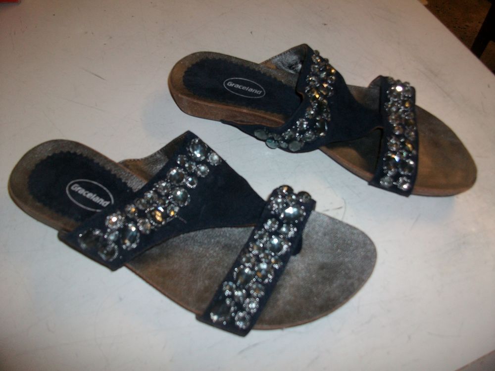 Mules Marine &agrave; Perles pt 38-neuves Chaussures