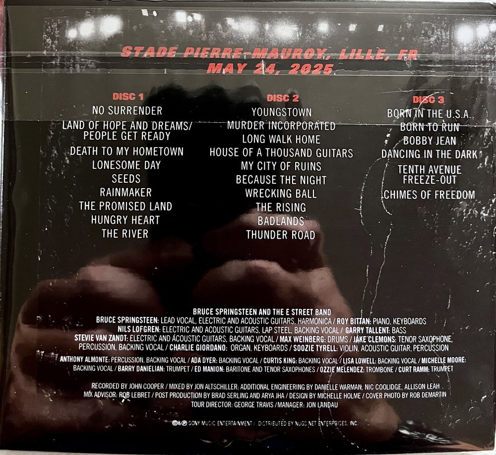 Concert Bruce Springsteen 2026 Lille CD et vinyles