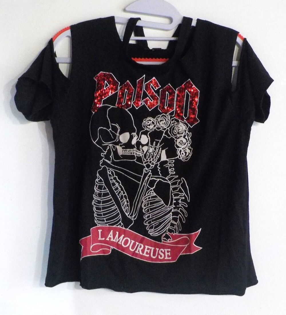 TEE-SHIRT NOIR AVEC DESSINS JENNYFER TAILLE S Vêtements