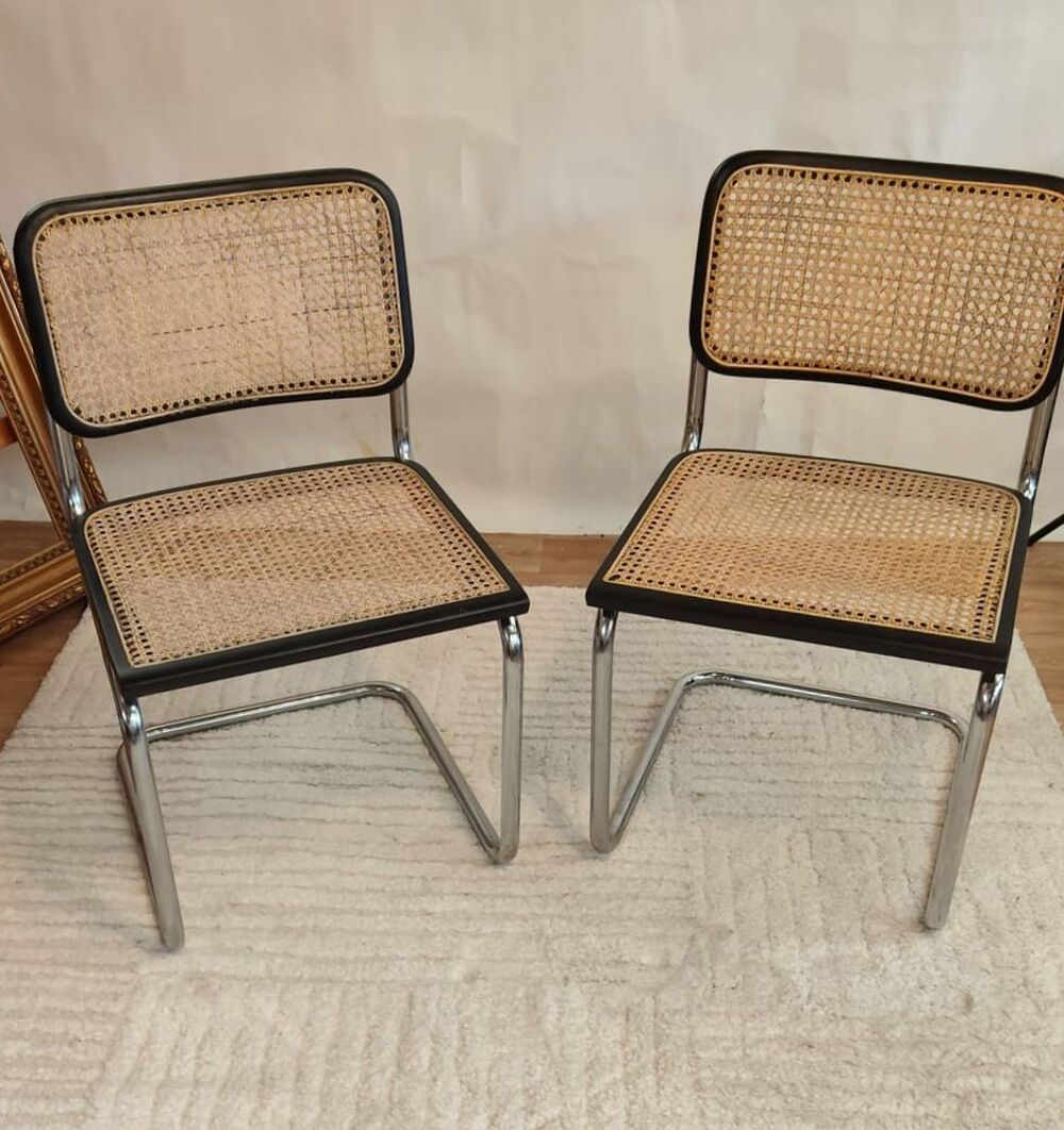 Chaise Cesca B32 noire de Marcel Breuer, Italie Meubles