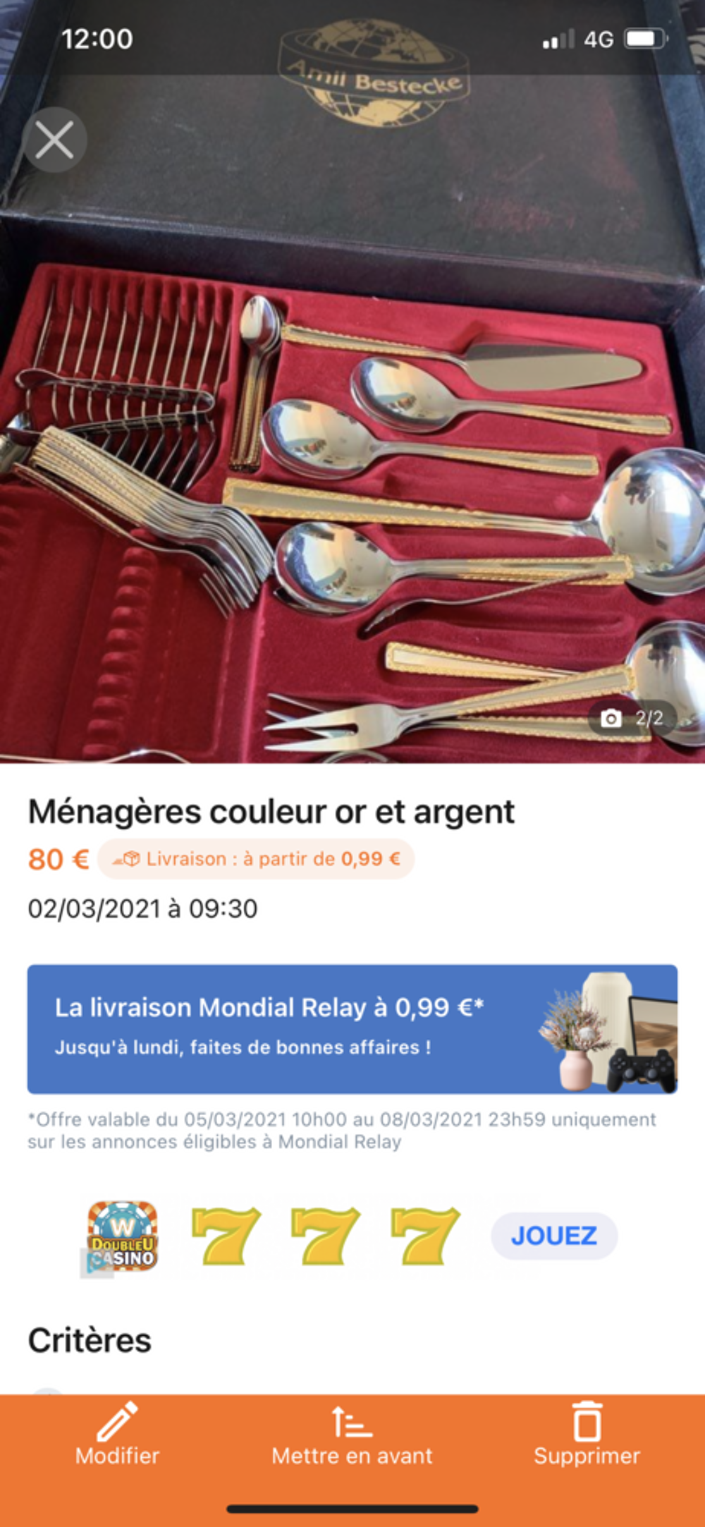 Bonjour une m&eacute;nag&egrave;re compos&eacute;e de 72 pi&egrave;ces Electroménager