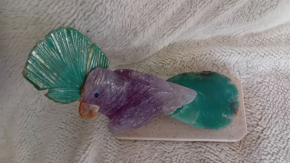 Statuette PERROQUET CACATOES en pierres, MIN&Eacute;RAUX quartz Décoration