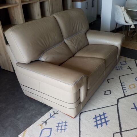Canapé 2 places en cuir gris-beige, très bon état Rochefort-du-Gard (30)