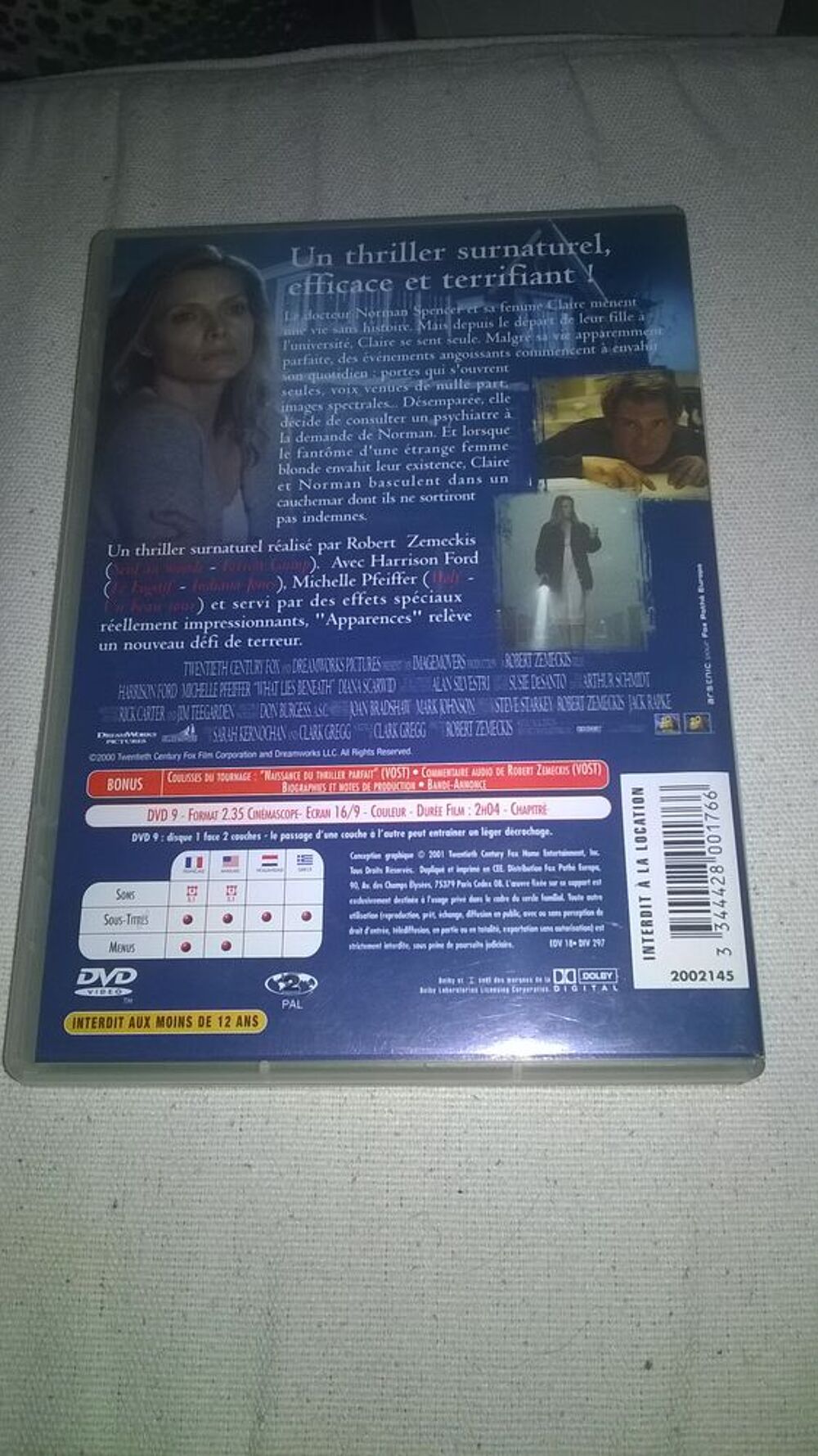 DVD Apparences
Harrison Ford Michelle Pfeiffer
2001
Excel DVD et blu-ray