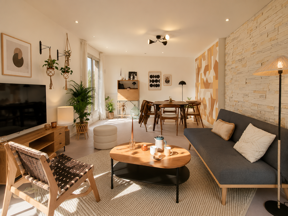 Fauteuil Scandinave en teck &agrave; lani&egrave;res
Meubles