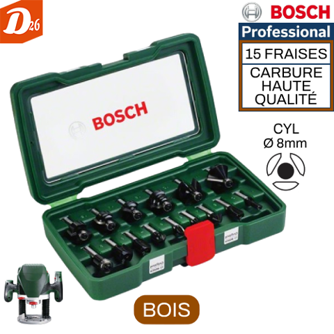 BOSCH Coffret 15 Fraises au CARBURE de TUNGSTENE 26290 Les granges-gontardes