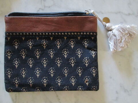 Pochette en tissu et skai noire marron dorée 5 Herblay (95)
