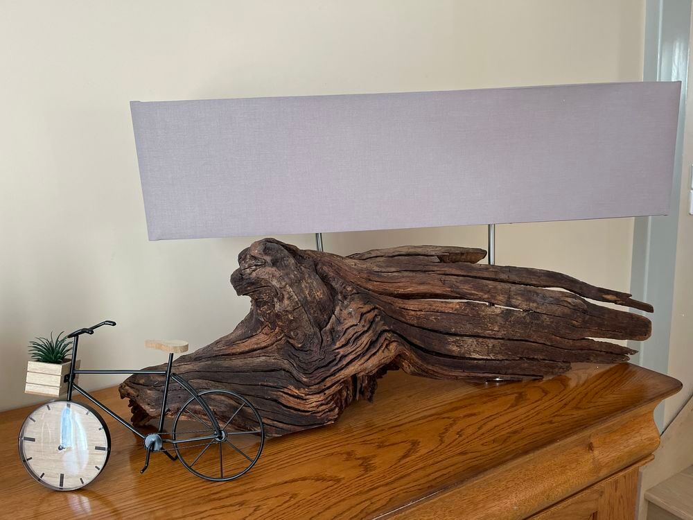 Lampe bois flotter de mer. Double lumi&egrave;re.&iuml;&iquest;&frac14; Décoration