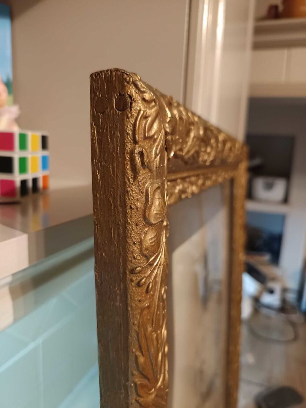 cadre ancien avec photo d'enfant Décoration