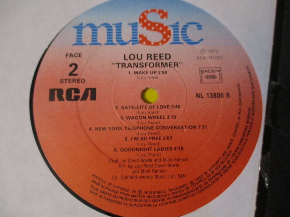 LOU REED TRANSFORMER 33 TOURS VELVET UNDERGROUND CD et vinyles