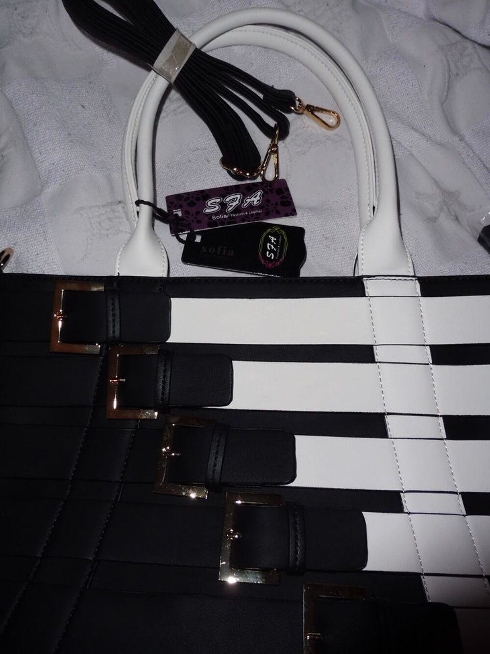 Sac &eacute;l&eacute;gant noir &amp; blanc Maroquinerie