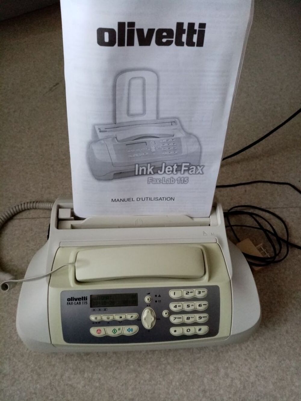 T&eacute;l&eacute;copieur fax Olivetti
Toutes les fonctions n&eacute;cessaires.
L'appareil n'a jamais &eacute;t&eacute; install&eacute;
Mais fonctionne parfaitement. Téléphones et tablettes