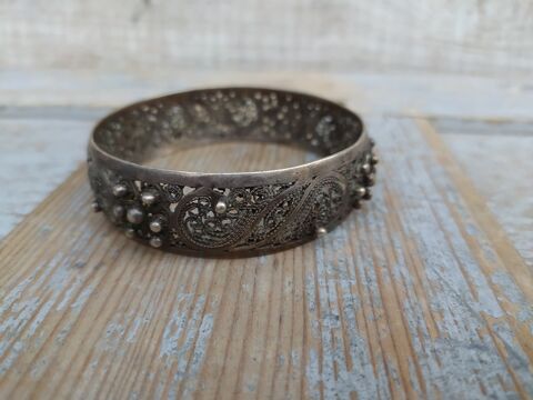 Ancien Bracelet Berb�re Afrique du Nord Argent Filigrane 49 Loches (37)