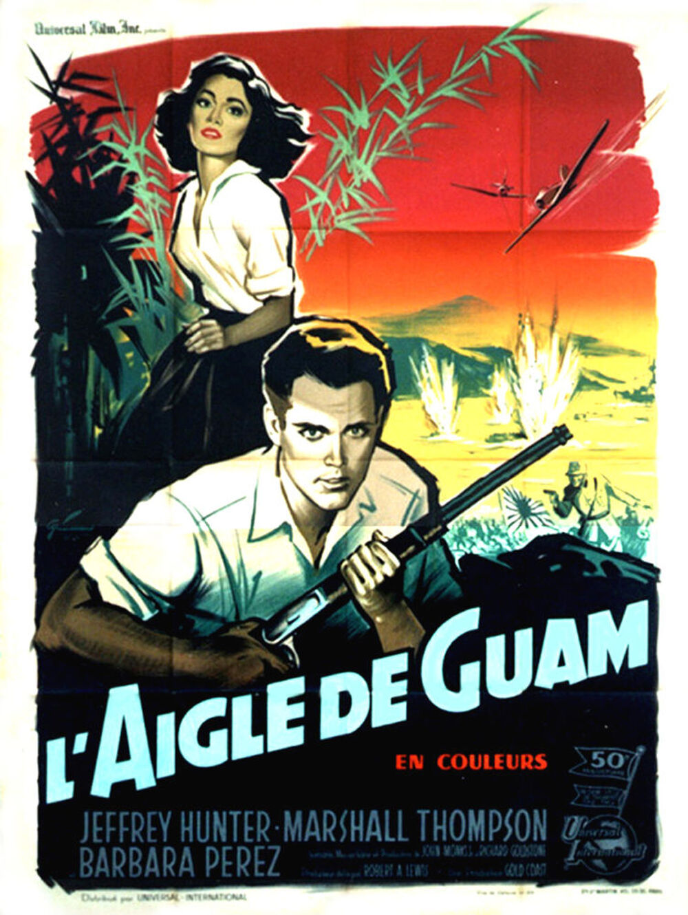 Affiche originale cin&eacute;ma de 1962 du film "L'Aigle de Guam" 