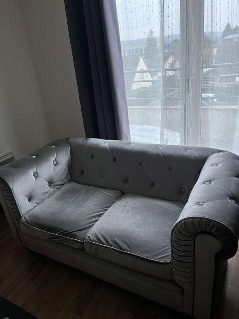 canap gris argent velours 200 Beauvais (60)