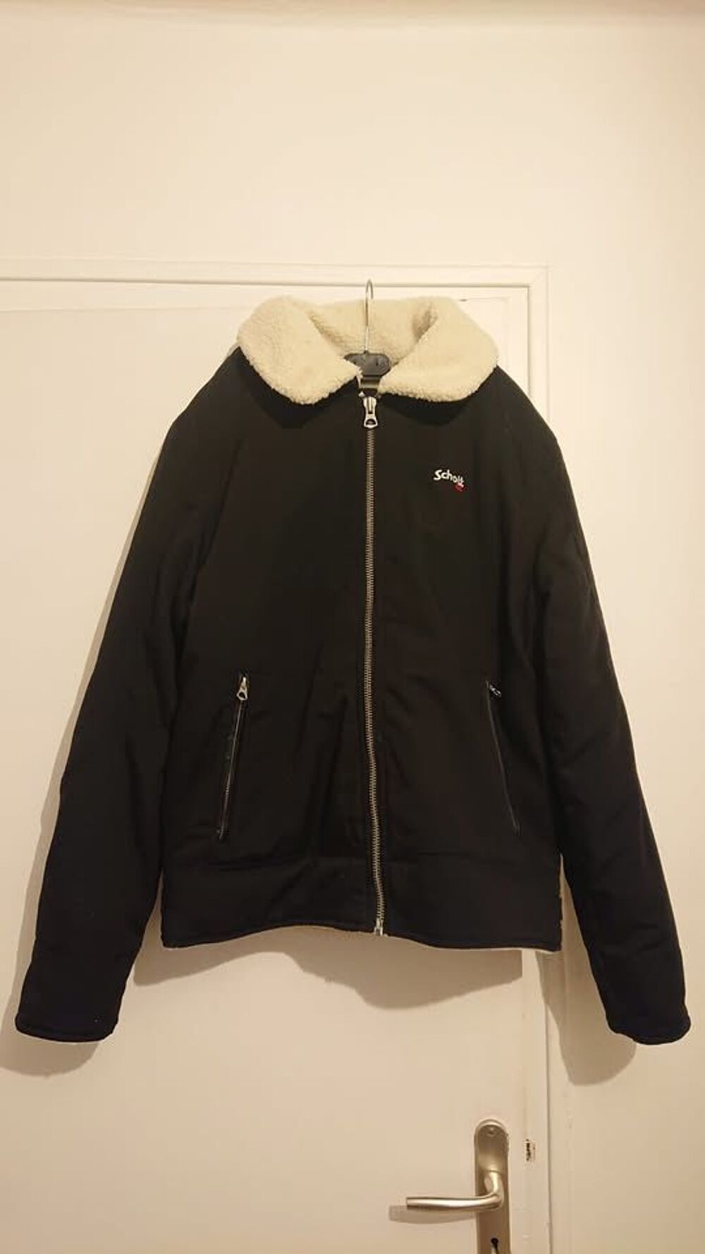 Blouson Schott NYC - Col Mouton Okla Noir Vêtements